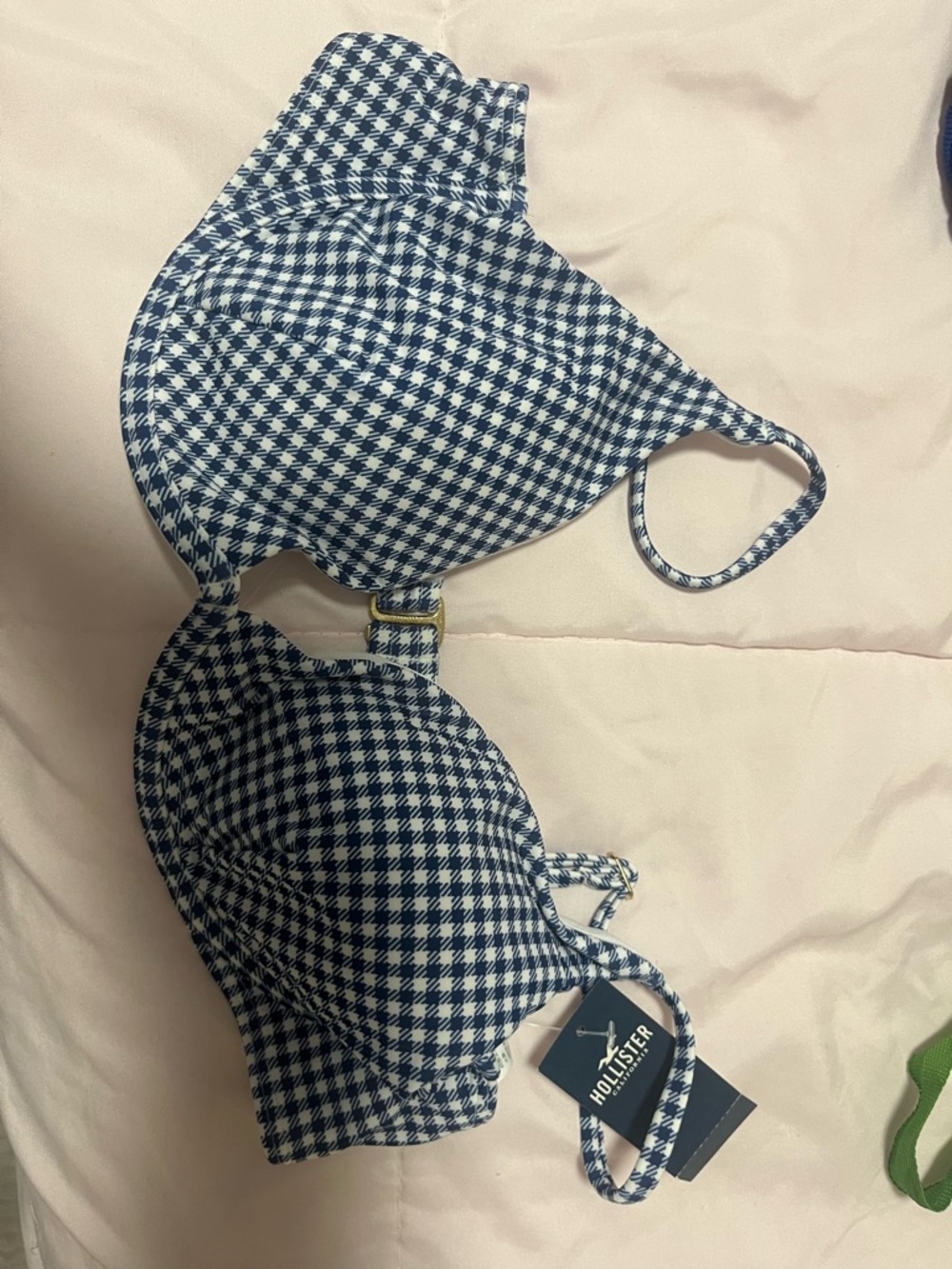 Hollister Blue & White Houndstooth Bikini Top